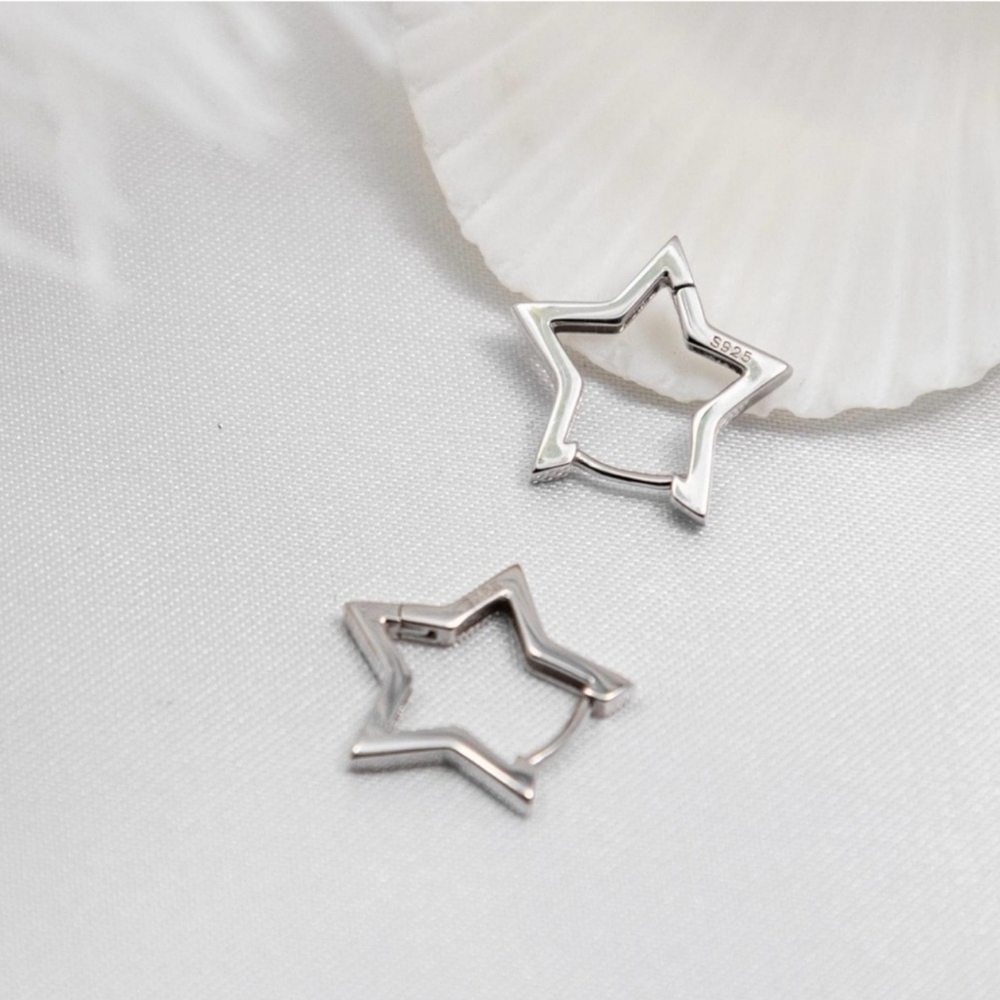 Silver Stylish Hoop Earrings - 925 SterlingSilver - Picture 2 of 5